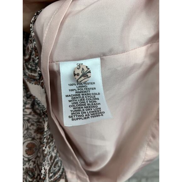 BELLE‎ SKY PINK Romper Womens Medium Pink Paisley Long Sleeve Ruffled Tassel - Picture 6 of 7